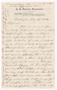 Sidney Brooks letter to Harriet Newell (Brooks), 1864 July 22