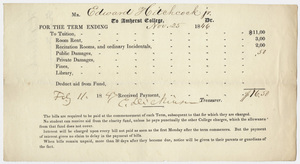 Edward Hitchcock receipt of payment to Amherst College, 1847 February 11