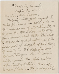 Simeon Gilbert letter to Emily Hitchcock Terry, 1910 September 11
