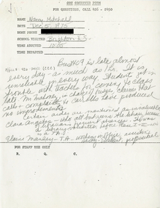 Citywide Coordinating Council daily monitoring report for Brighton High School by Nancy Mitchell, 1975 December 5