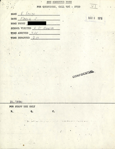 Citywide Coordinating Council daily monitoring report for South Boston High School's L Street Annex by Fenwick Smith, 1976 March 5