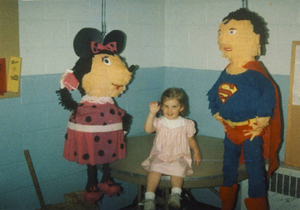 Minnie and Superman pinata made by Stephen McKenna at Hayden Day Camp