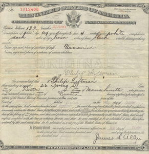 Naturalization document of Philip Liftman