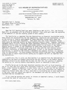 Letter to Paul E. Tsongas from Frank Annunzio