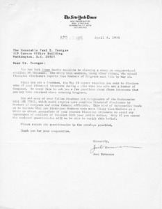 Letter to Paul E. Tsongas from Joel Havemann