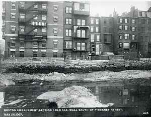 Boston embankment, section 1, old sea wall south of Pinckney Street