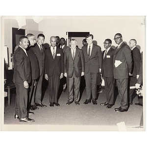 Senators Edward M. Kennedy and Edward W. Brooke with Kivie Kaplan, Virgil Wood, and others