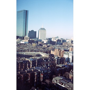 View of Boston's South End, with the Hancock building in the distance.