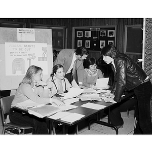 Students writing letters protesting cuts in Basic Education Opportunity federal grants