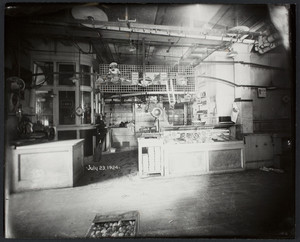 Interior view of Quincy Market, Childs Pynn and Company stall, Boston, Mass.