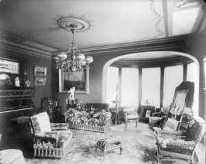 Interior view of unidentified house, parlor, Longwood, Brookline, Mass., 1888-1892