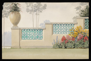 "Garden Wall of Stucco and Chinese Tiles"