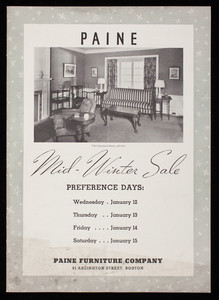 Paine mid-winter sale, Paine Furniture Company, 81 Arlington Street, Boston, Mass.