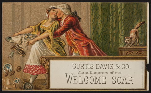 Trade card for Welcome Soap, Curtis Davis & Co., Boston, Mass., 1877