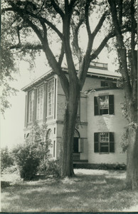 Side exterior view of Castle Tucker with shrubs, Wiscasset, Maine, undated