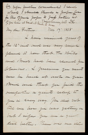 Thomas Lincoln Casey to General Silas Casey, November 17, 1868