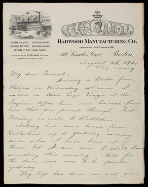 [Bernard R.] Green to Thomas Lincoln Casey, August 26, 1892