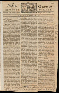 The Boston-Gazette, and Country Journal, 14 January 1771