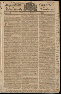 The Massachusetts Gazette: and the Boston Weekly News-Letter, 4 February 1773