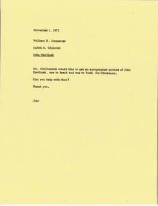 Memorandum from Judy A. Chilcote to William H. Carpenter