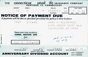 Connecticut Mutual Life Invoice