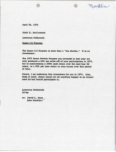 Memorandum from Larry Pelkowski to Mark H. McCormack