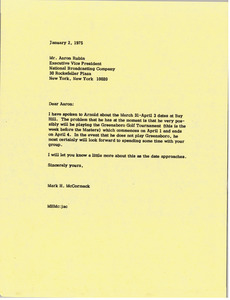 Letter from Mark H. McCormack to Aaron Rubin
