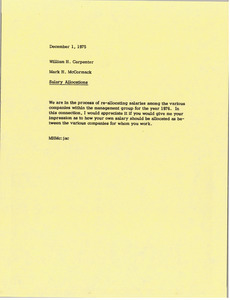 Memorandum from Mark H. McCormack to William H. Carpenter