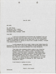 Letter from Mark H. McCormack to Bill Osborn