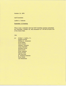 Memorandum from Judy A. Chilcote to golf committee