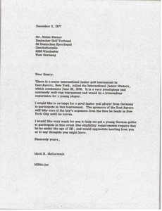 Letter from Mark H. McCormack to Heinz Biemer