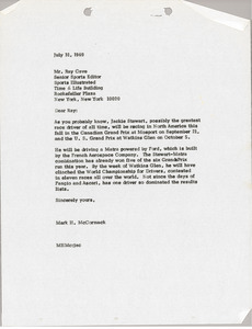Letter from Mark H. McCormack to Ray Cave
