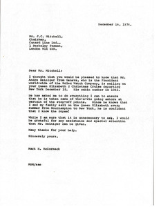 Letter from Mark H. McCormack to J. C. Mitchell