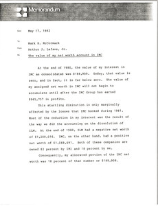 Memorandum from Arthur J. Lafave to Mark H. McCormack