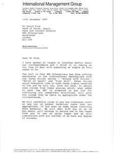 Letter from Mark H. McCormack to David Vine