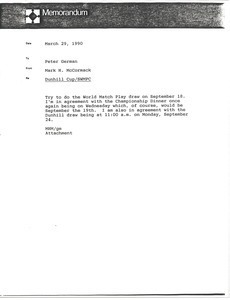 Memorandum from Mark H. McCormack to Peter German