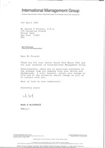 Letter from Mark H. McCormack to Julius C. Picardi
