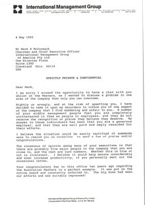 Letter from Frank Williams to Mark H. McCormack