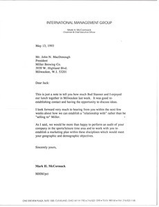 Letter from Mark H. McCormack to John N. MacDonough