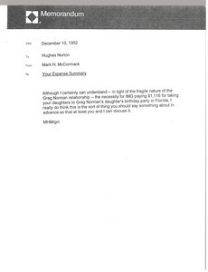 Memorandum from Mark H. McCormack to Hughes Norton