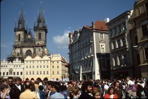 May Day celebrants packed in Old Town Square