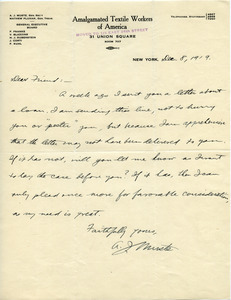 Letter from A. J. Muste to Willis H. White