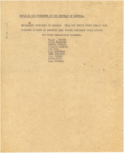 Cable from W. E. B. Du Bois to President of the Republic of Liberia