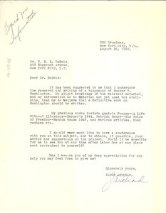 Letter from Jacob Axelrad to W. E. B. Du Bois
