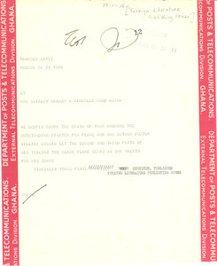 Telegram from Foreign Literature Publishing House to Shirley Graham Du Bois