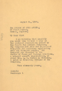 Letter from W. E. B. Du Bois to the editor of West Africa