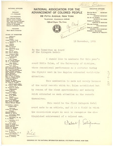 Memorandum from Herbert J. Seligmann to N.A.A.C.P. Spingarn Medal Award Committee