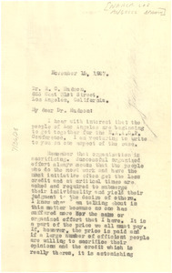 Letter from W. E. B. Du Bois to NAACP Los Angeles Branch
