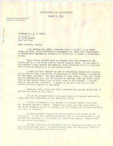 Letter from D. O. McGovney to W. E. B. Du Bois