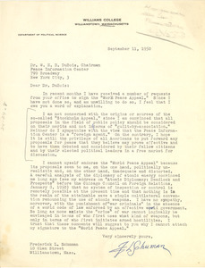 Letter from F. L. Schuman to W. E. B. Du Bois